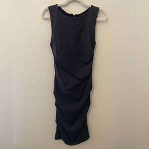 Nicole Miller Elegant Dark Gray Midi Dress